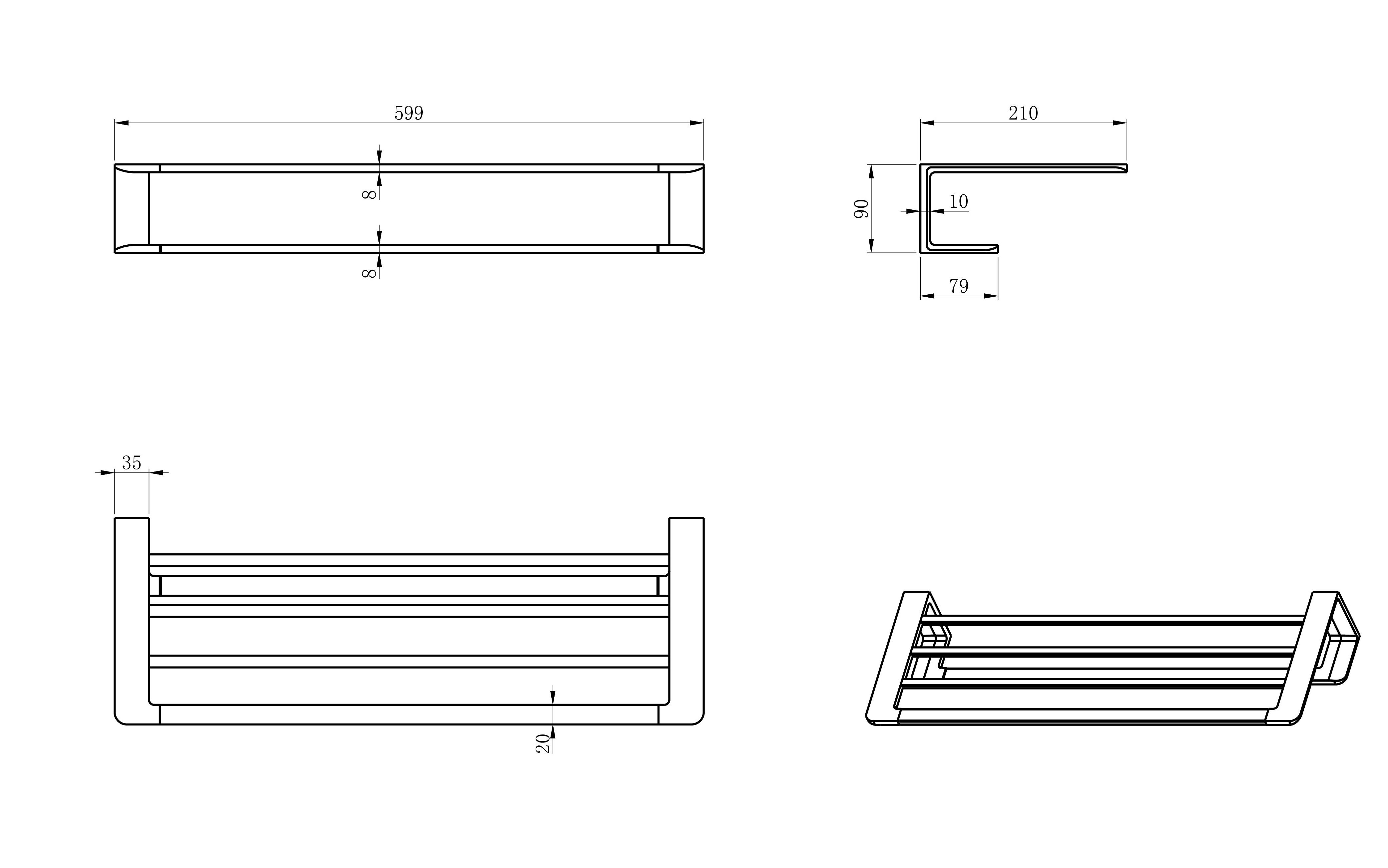 Полотенцедержатель с полкой WONZON & WOGHAND, Хром (WW-V2901-CR) - Gidratop.ru изображение