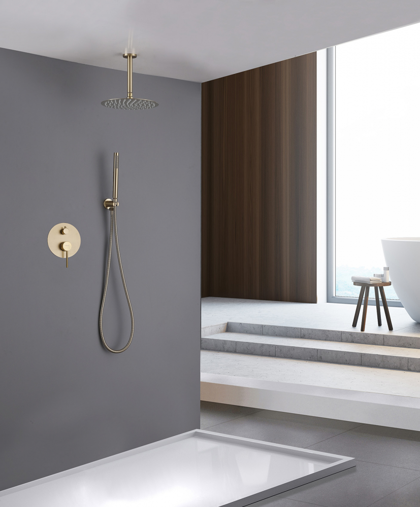 Душевая система ABBER Emotion AF8821G скрытого монтажа без излива, золото матовое - Gidratop.ru изображение