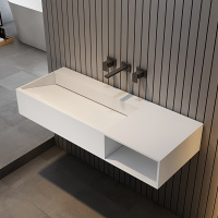 Тумба с раковиной ABBER Stein AS2640-1.0 R подвесная, белая матовая - Gidratop.ru изображение