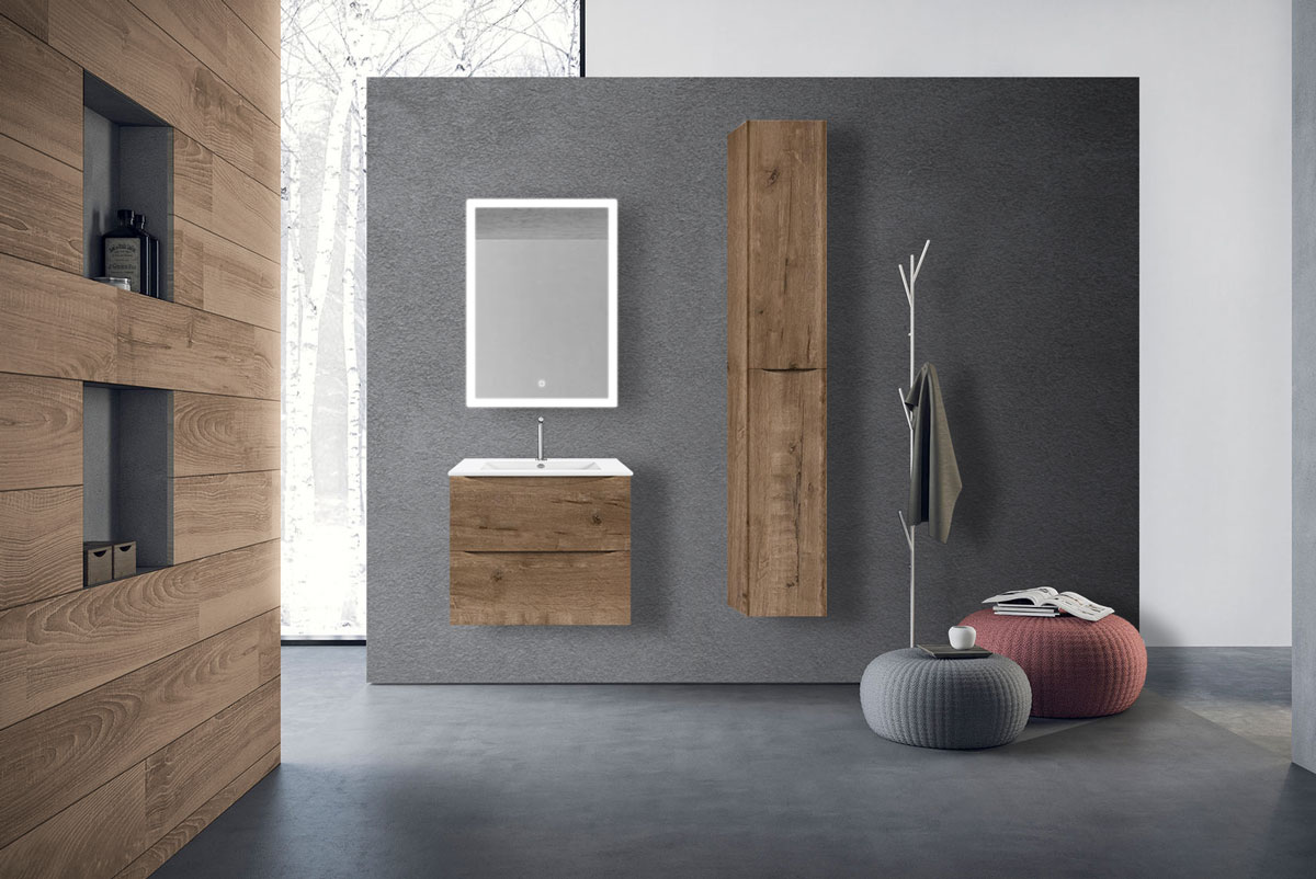 База под керамическую раковину Mia 600 подвесная, 2 выкатных ящика soft close, V.Oak - Gidratop.ru изображение