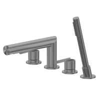 Смеситель ABBER Perfekte 316 AF8A13BGG на борт ванны с лейкой, оружейная сталь брашированная - Gidratop.ru изображение