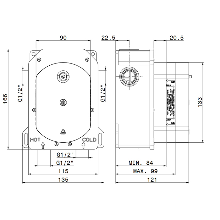 Newform Встраиваемая часть термостатического смесителя 1/2" на 2 источника - Gidratop.ru изображение