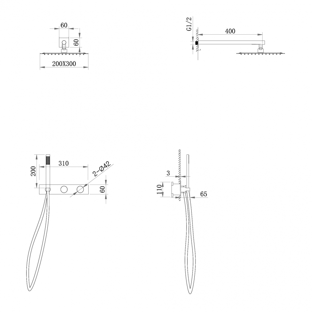 Душевая система ABBER Rund AF8718G скрытого монтажа без излива, золото матовое - Gidratop.ru изображение