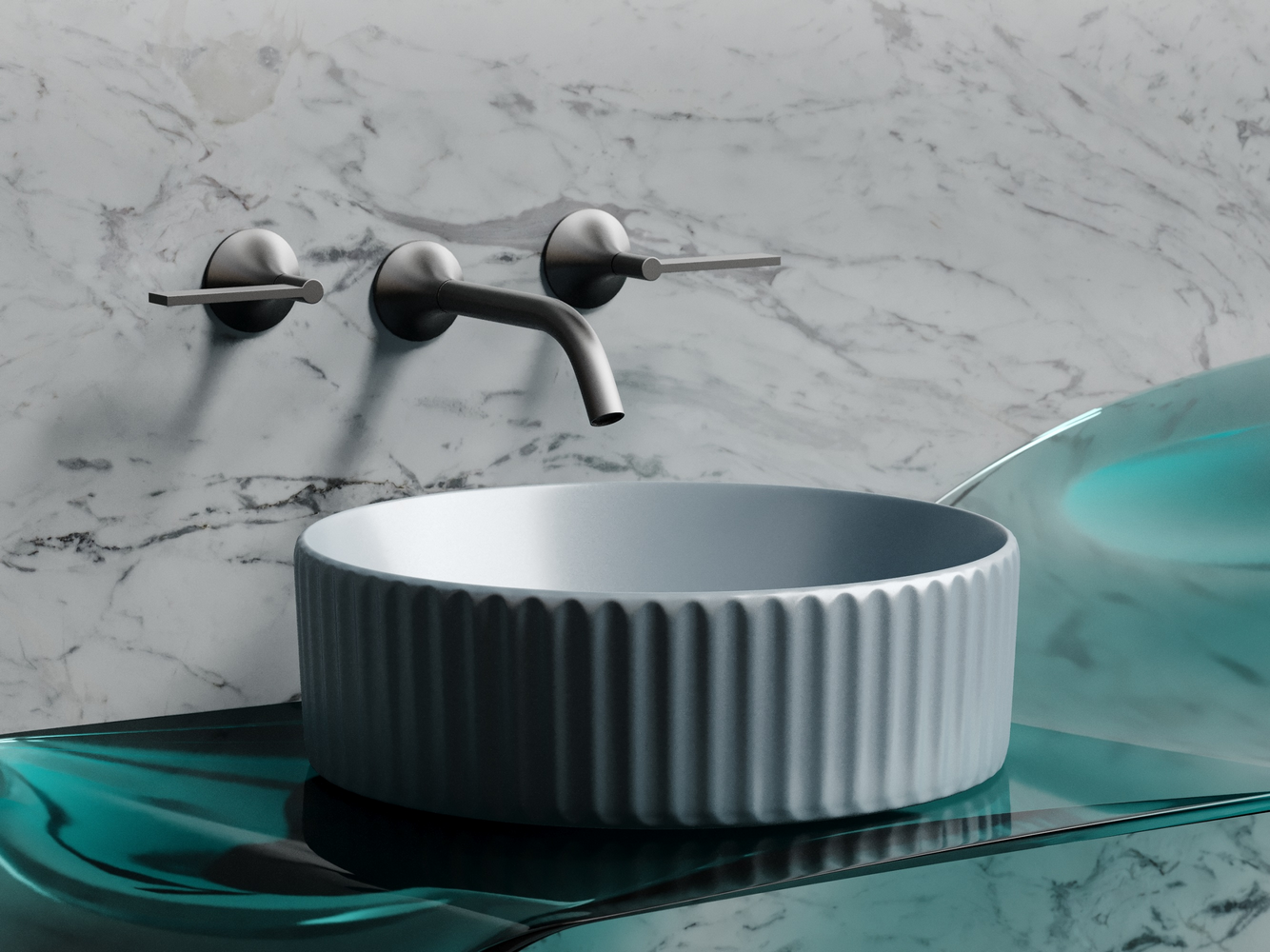 Умывальник чаша накладная круглая (цвет Серо-x - Gidratop.ru изображение