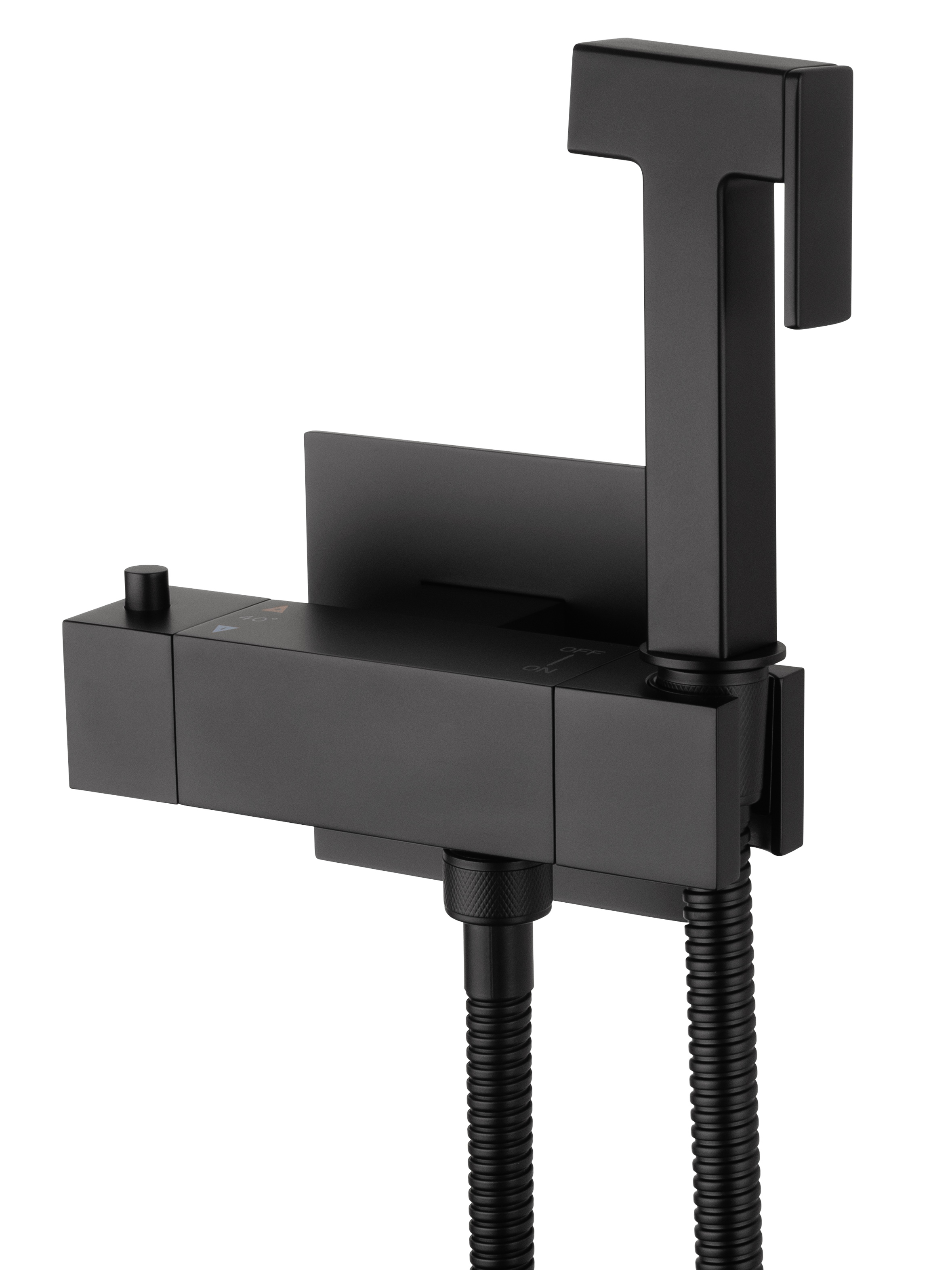 Смеситель с гигиеническим душем и термостатом встраиваемый WONZON & WOGHAND, Черный матовый (WW-88819903-MB) - Gidratop.ru изображение