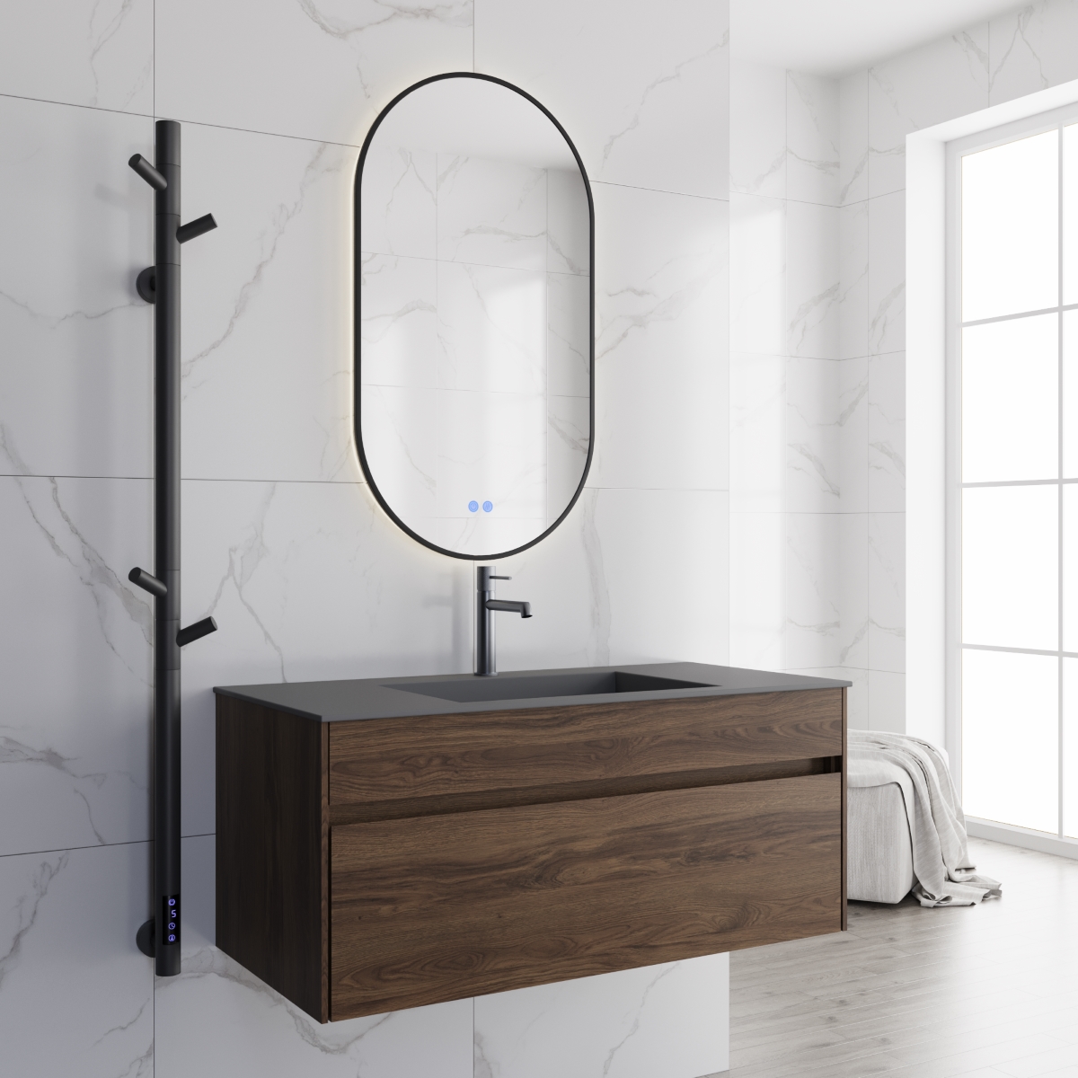 База под раковину Chiara 1000 подвесная, 1 выкатной ящик soft-close, C.Oak - Gidratop.ru изображение