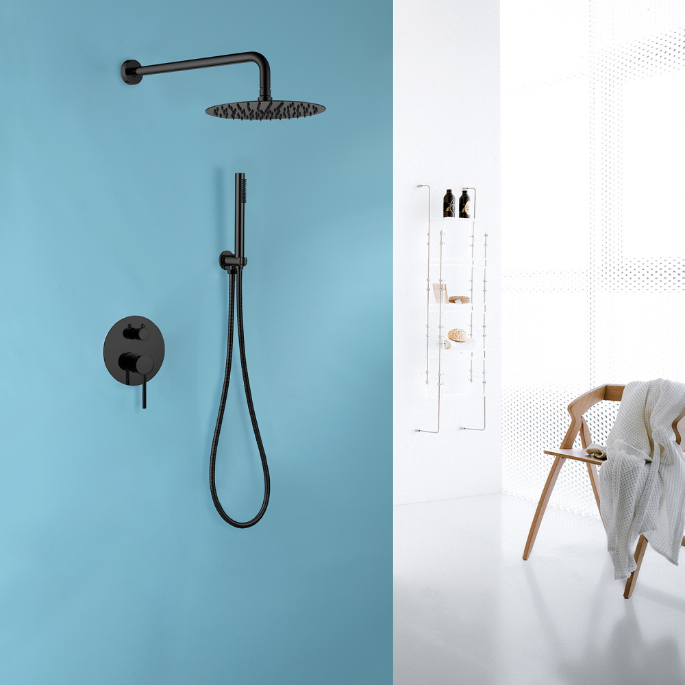 Душевая система ABBER Emotion AF8818B скрытого монтажа без излива, черная матовая - Gidratop.ru изображение