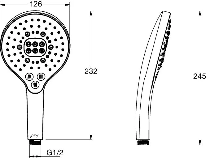 Душевая лейка Jacob Delafon Metro Signature E24717-BL, 3 режима струи, черный матовый - Gidratop.ru изображение