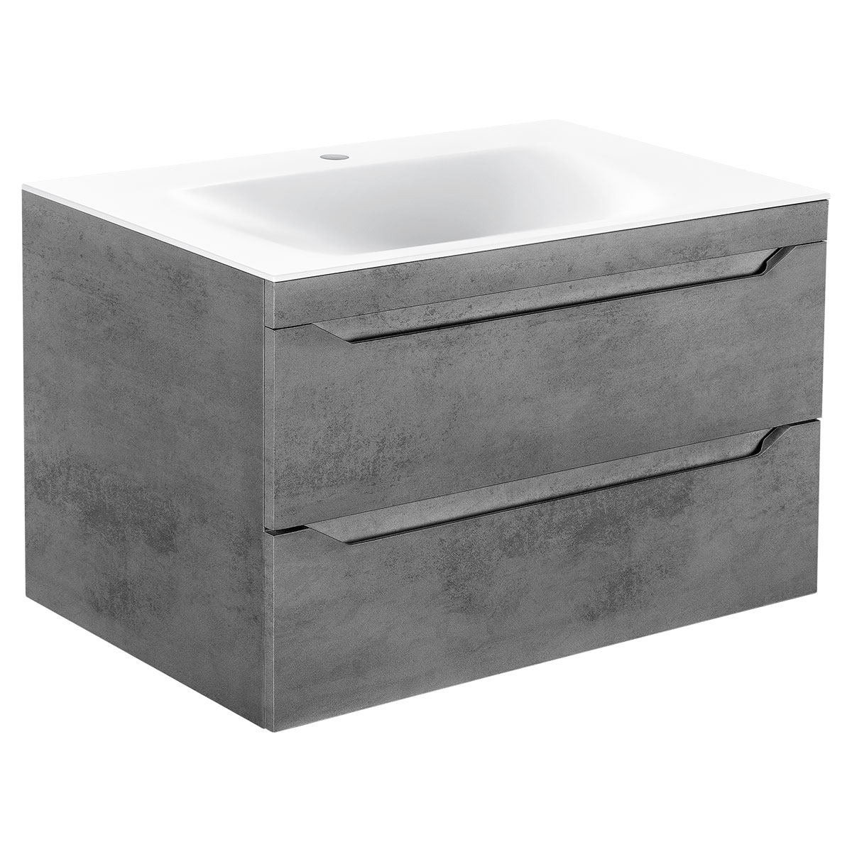База под раковину Fine 800 подвесная, 2 выкатных ящика soft close, Beton - Gidratop.ru изображение