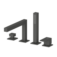 PORTA-BVDM4-NOP Смеситель на борт ванны с выдвижным душем и переключателем, исполнение черный матовый - Gidratop.ru изображение