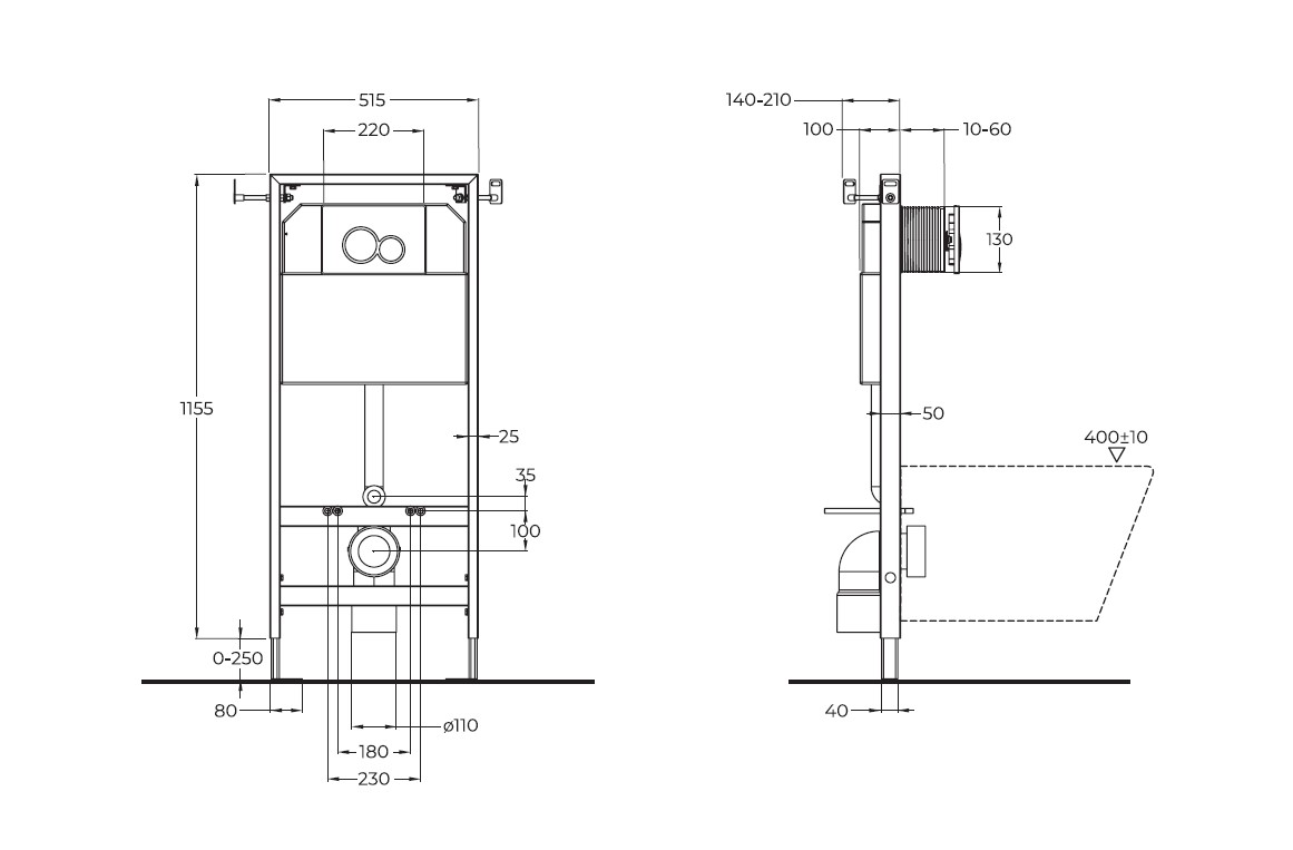 Инсталляция для подвесного унитаза в комплекте с клавишей смыва с прямоугольными кнопками BelBgano BB097SET.Q.CR - Gidratop.ru изображение