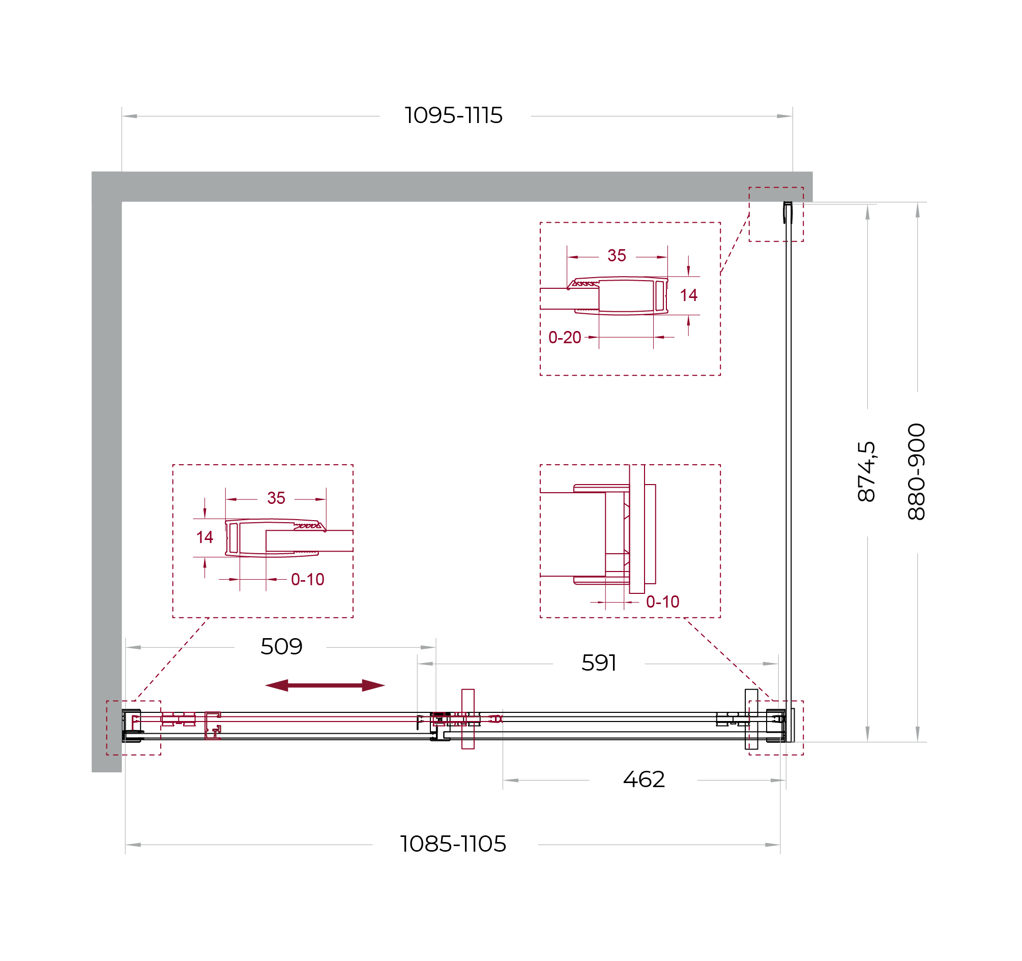 Душевой уголок BelBagno SOFT_CLOSE-1-AH-1-110/90-C-GM - Gidratop.ru изображение
