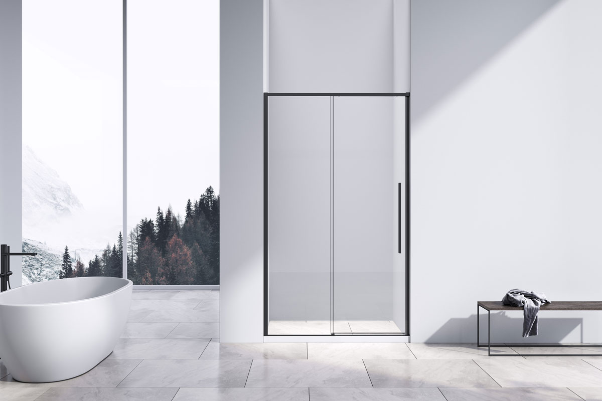 Душевая дверь Slim-N VDS-4SN120CLB, 1200, черный, стекло прозрачное - Gidratop.ru изображение
