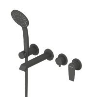 NAUTIC-VDM3-NOP Встраиваемый смеситель для ванны и душа однорычажный с поворотным переключателем на 3 выхода, в комплекте с ручным душем, исполнение Чёрный матовый - Gidratop.ru изображение