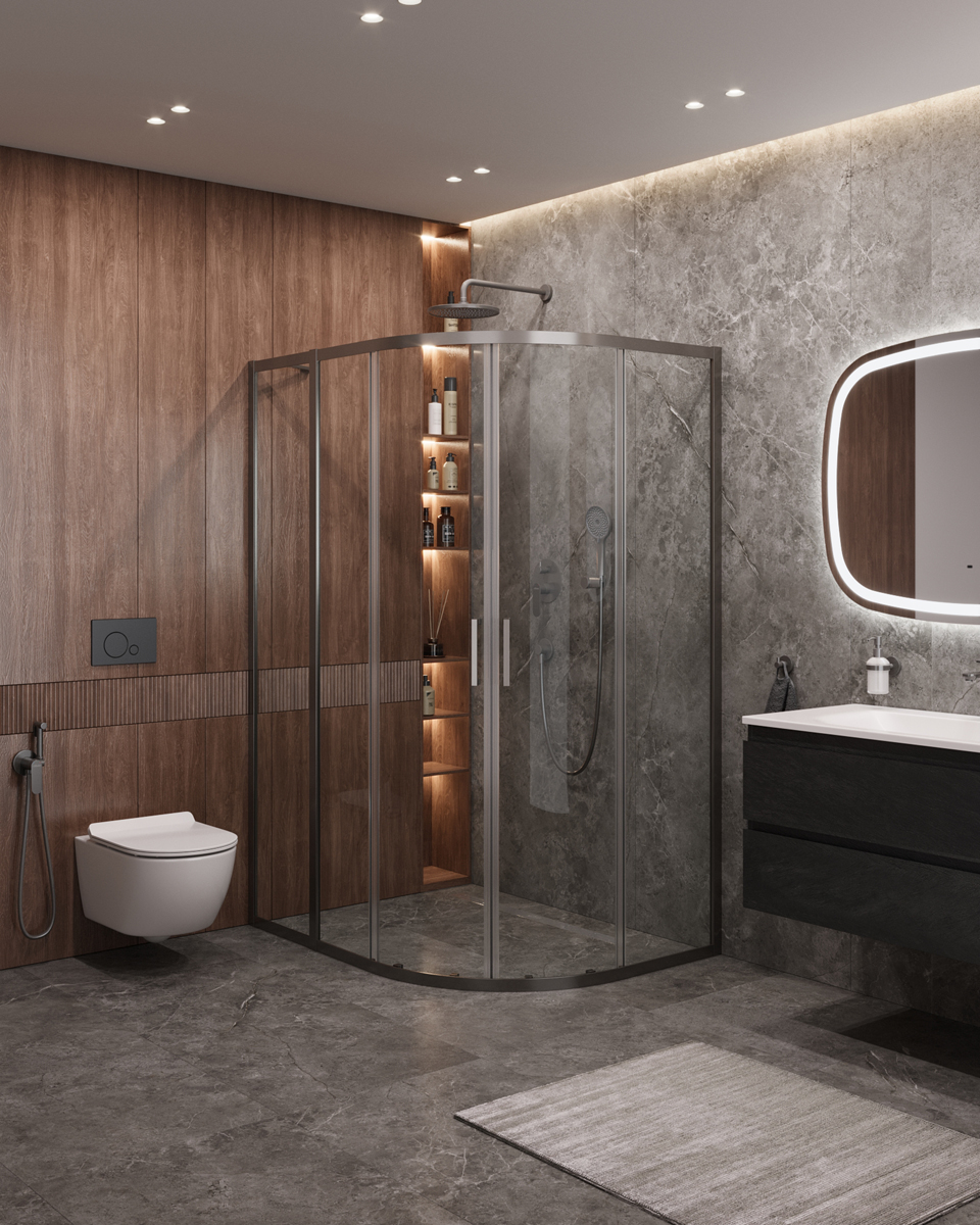 Душевой уголок CEZARES MOLVENO-RH-2-130/100-C-GM-IV - Gidratop.ru изображение