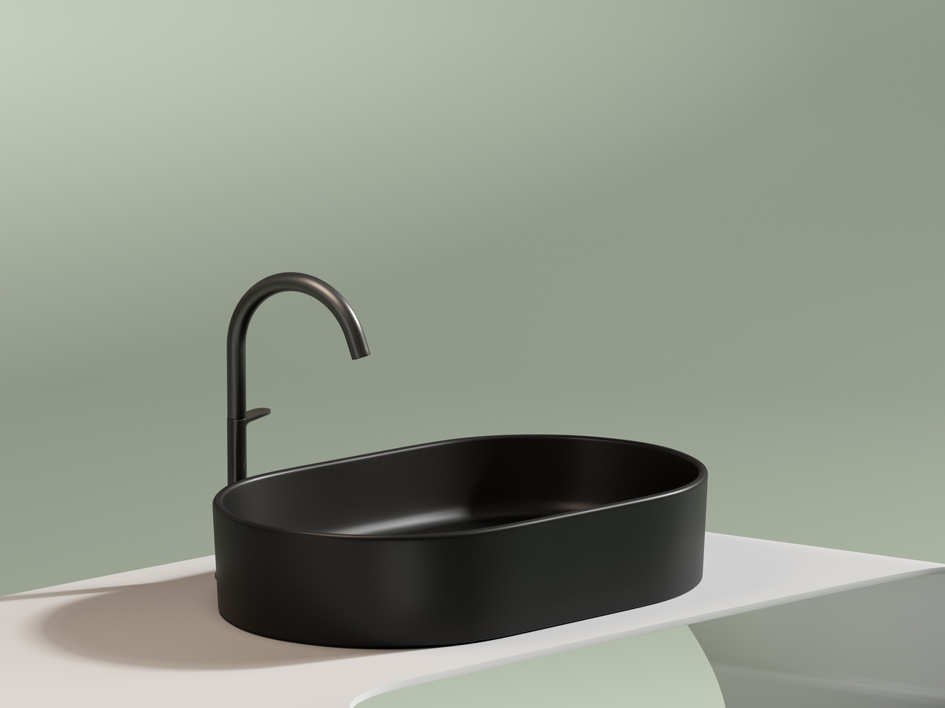 Умывальник чаша накладная овальная (цвет Черный Матовый) Element 608x385x122мм - Gidratop.ru изображение