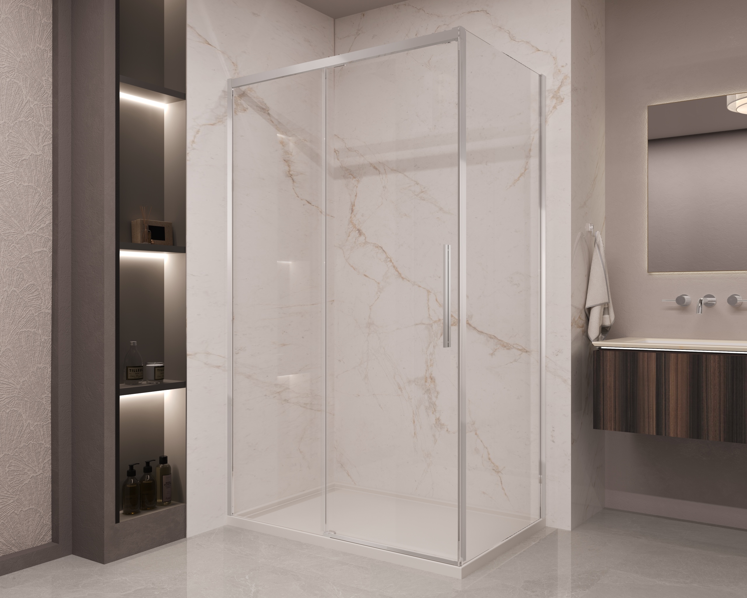 Душевой уголок Stella VSR-1ST9013CL, 1300*900, хром, стекло прозрачное - Gidratop.ru изображение