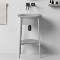 Консоль с керамической раковиной ABBER Bequem AC2130MG серый матовый - Gidratop.ru изображение