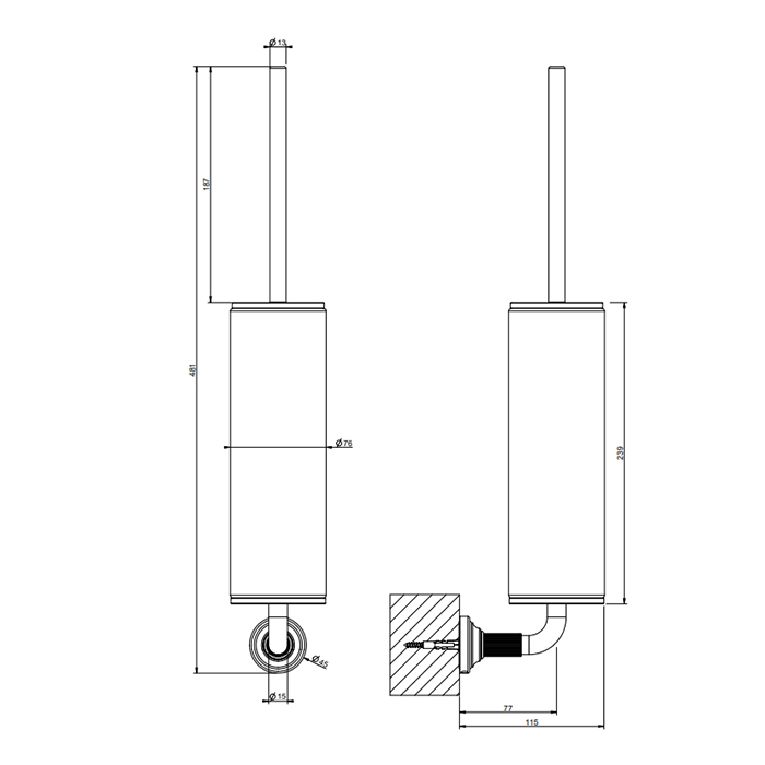 GESSI VENTI20 ершик для унитаза подвесной, цвет белый, фурнитура черный матовый - Gidratop.ru изображение