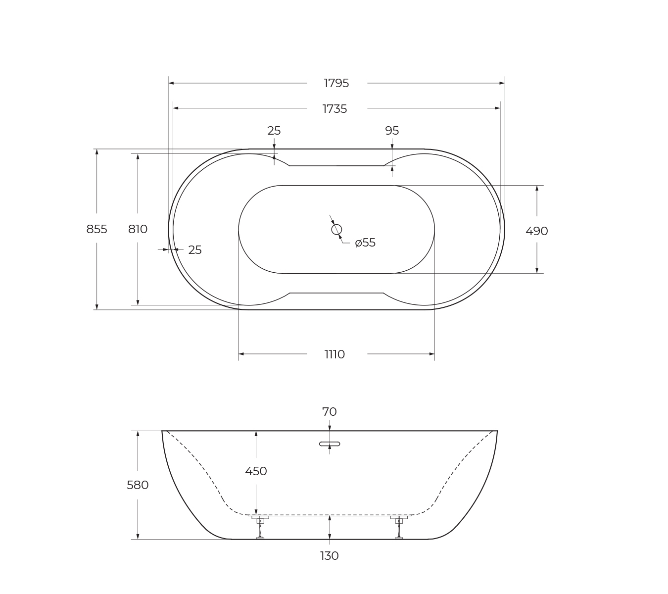 Акриловая ванна BELBAGNO BB28, 1795x855x580 - Gidratop.ru изображение