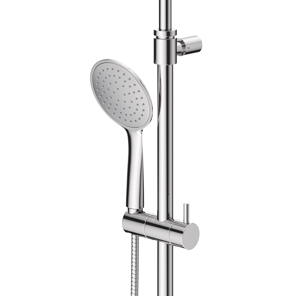 LEAF-CVDA-30-L-01 Душевая стойка телескопическая, с изливом с верхним и ручным душем, верхний душ диаметр 230 мм АБС пластик, исполнение Хром - Gidratop.ru изображение