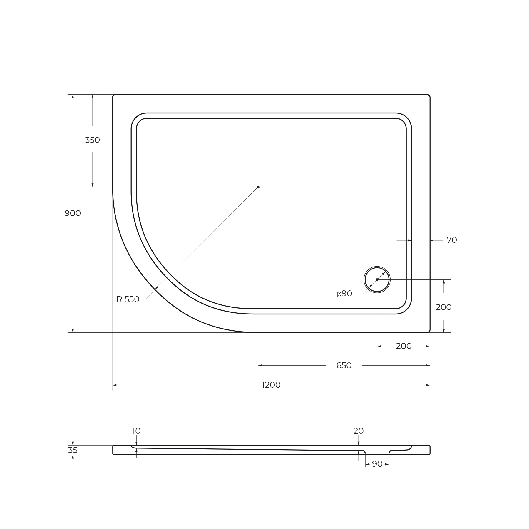 Поддон SMC CEZARES TRAY-M-RH-120/90-55-35-W-R - Gidratop.ru изображение