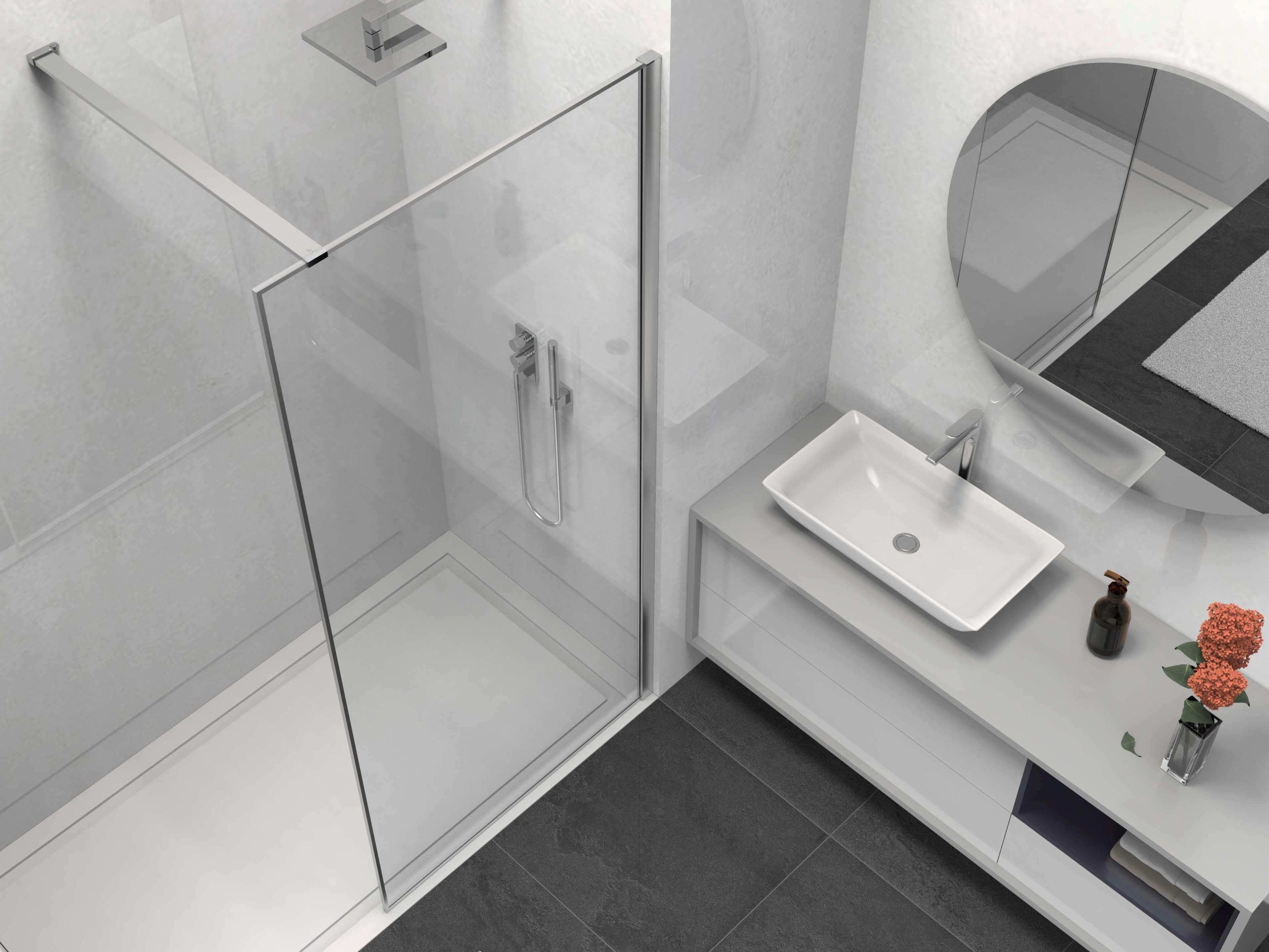 Душевая перегородка Walk-In VSW-1HS900CL, 900*2000, хром, стекло прозрачное - Gidratop.ru изображение