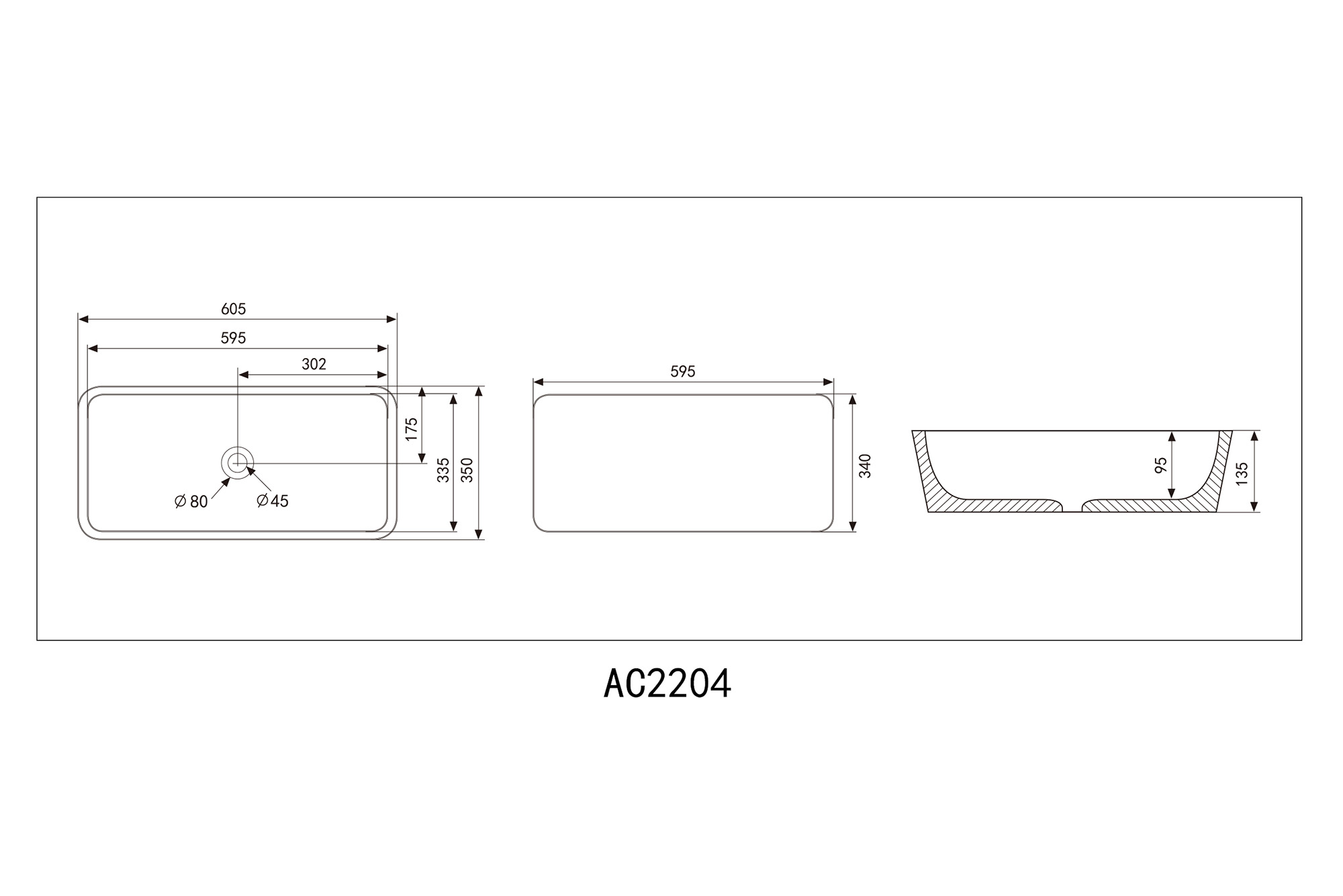 Раковина накладная ABBER Rechteck AC2204MW белая матовая - Gidratop.ru изображение