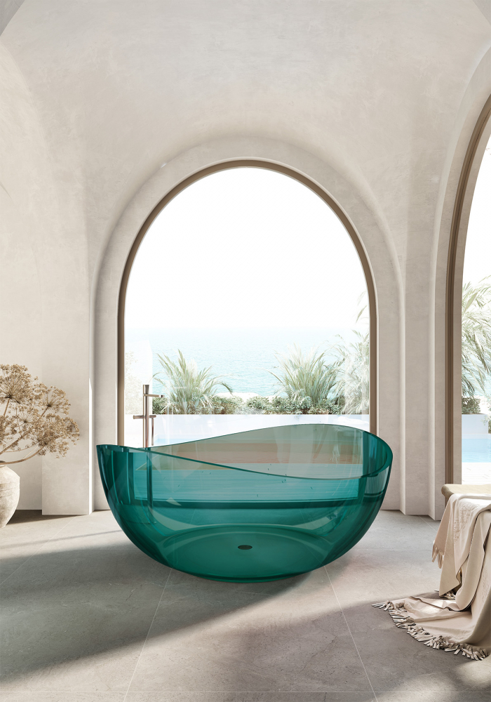 Прозрачная ванна ABBER Kristall AT9705Aquamarin бирюзовая - Gidratop.ru изображение