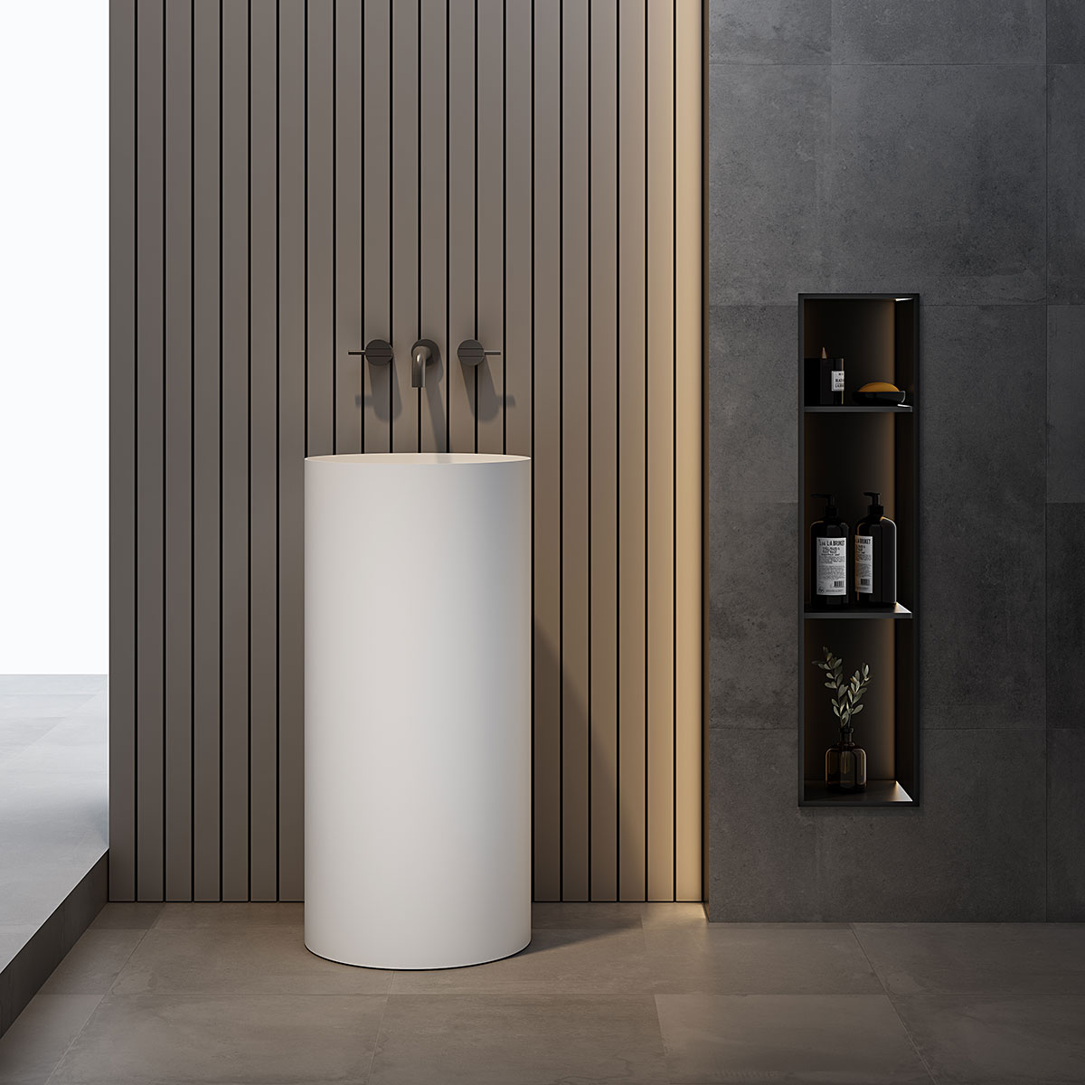 Раковина из искусственного камня Vincea VBS-6SP01MW, 400*400*850, напольная, цвет белый матовый - Gidratop.ru изображение