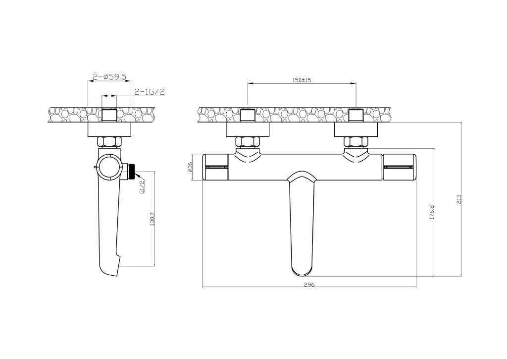 UNO Смеситель для ванны и душа, чёрный UNO-VASM-NERO - Gidratop.ru изображение