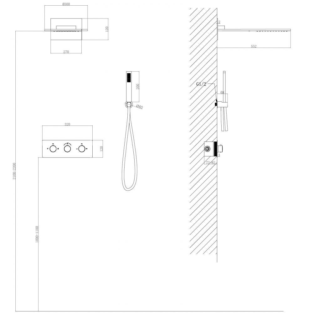 Душевая система ABBER Wasser Kreis AF8151 скрытого монтажа без излива, термостат, хром - Gidratop.ru изображение