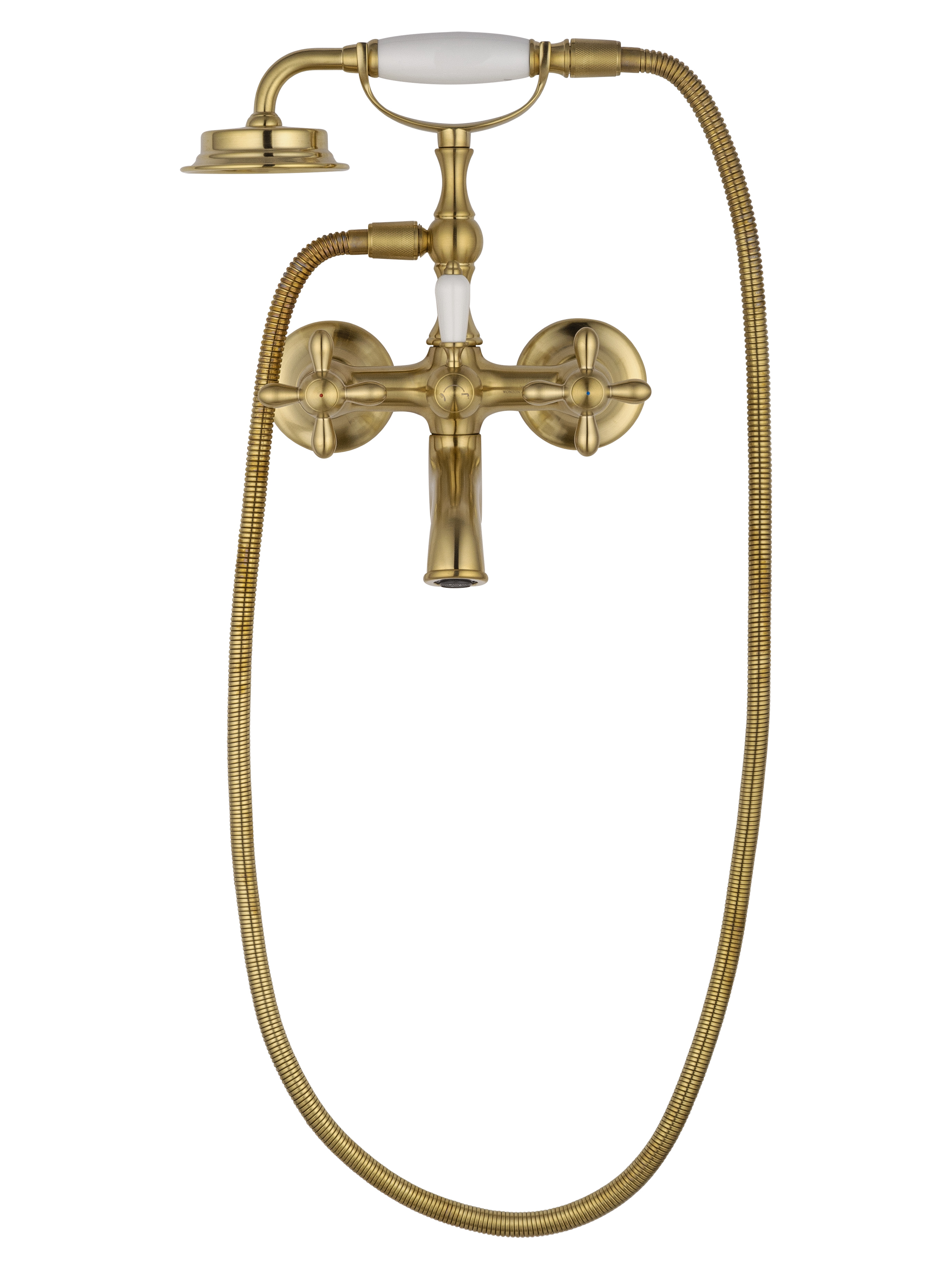 Смеситель для ванны с душем WONZON & WOGHAND RETRO, Брашированное золото (WW-88639020- BG) - Gidratop.ru изображение