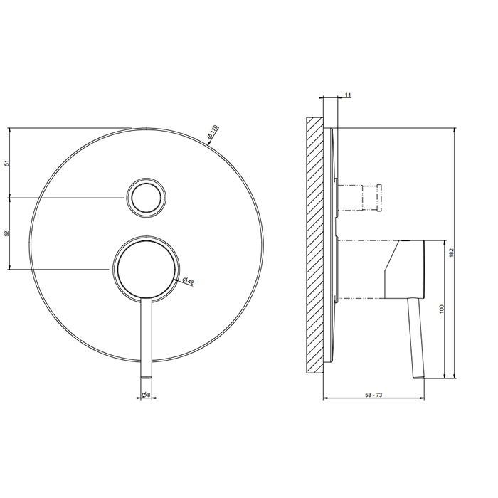Gessi Emporio Via tortona внешние части для настенного смесителя с автоматическим переключателем ванна-душ, цвет: Black XL - Gidratop.ru изображение