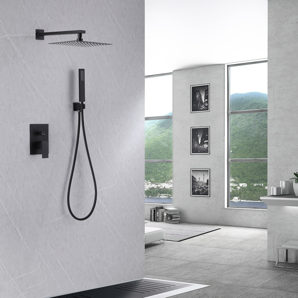 Душевая система ABBER Daheim AF8219B скрытого монтажа без излива, черная матовая - Gidratop.ru изображение