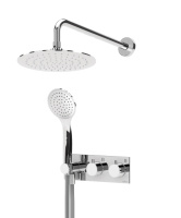 CZR-B-VDIM-T-NOP Душевая система встраиваемого монтажа с термостатическим смесителем с верхним и ручным душем, верхний душ из ABS диаметр 230 мм, исполнение черный матовый - Gidratop.ru изображение