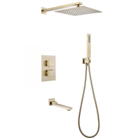 Душевая система ABBER Daheim AF8250G скрытого монтажа с изливом, термостат, золото матовое - Gidratop.ru изображение