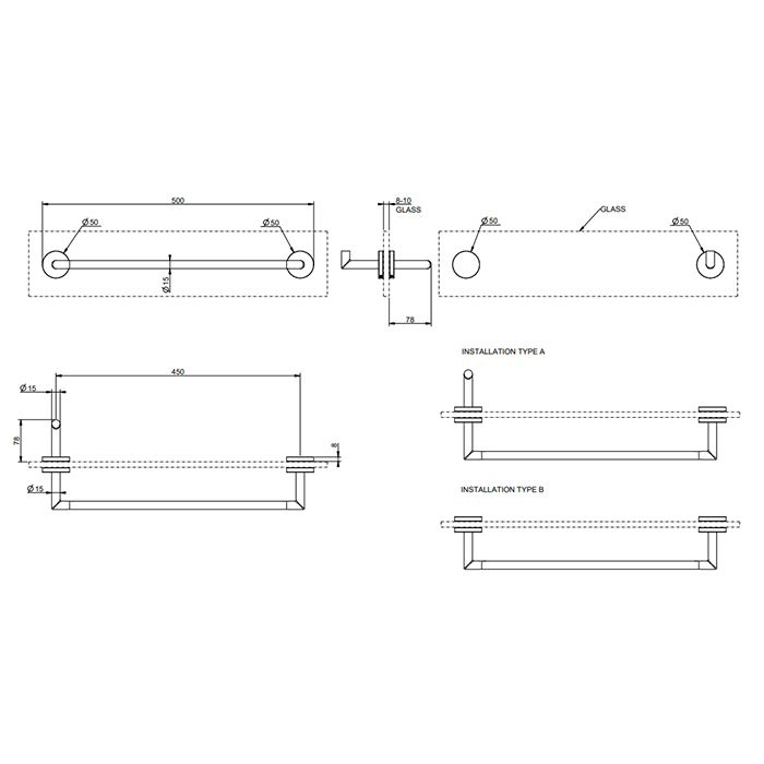 Gessi Tondo полотенцедержатель для крепления на стекло. 45 см, цвет: хром - Gidratop.ru изображение