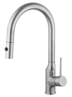 Смеситель для кухни с выдвижным изливом WONZON & WOGHAND, Брашированный никель (WW-A21252-BS) - Gidratop.ru изображение