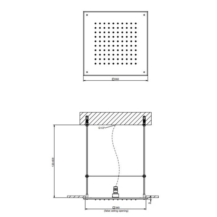 Gessi Emporio shower верхний душ QUADRO для потолочного крепления. 350 мм, цвет: Steel Brushed - Gidratop.ru изображение