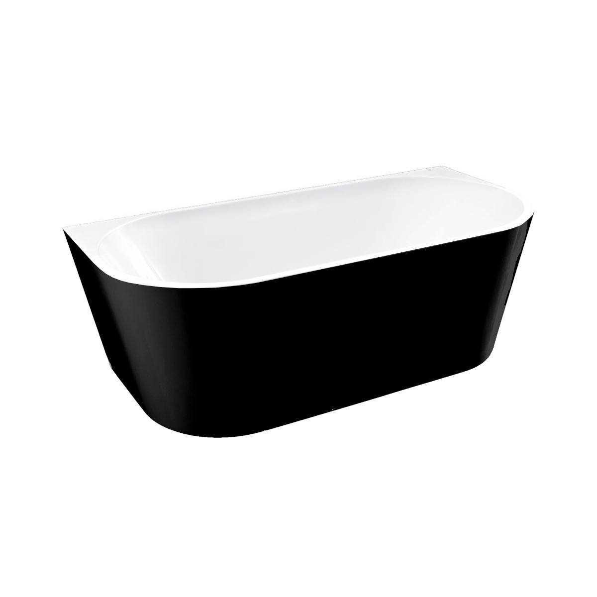 Ванна акриловая Vincea VBT-421-1700MB, 1700*800*580, цвет черный матовый/белый матовый, щелевой перелив, слив белый - Gidratop.ru изображение