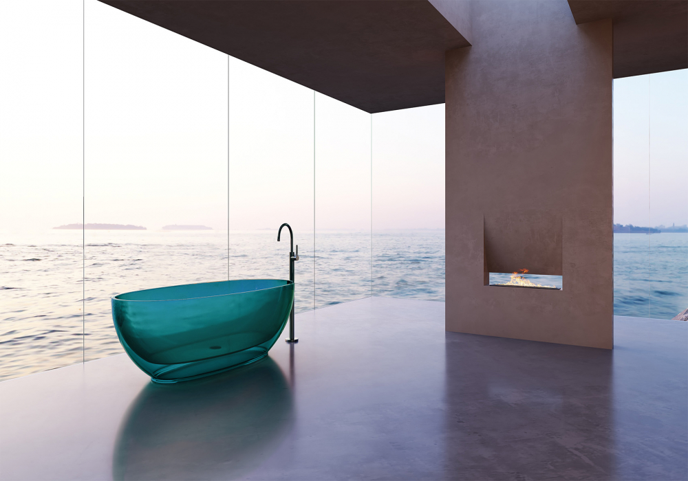 Прозрачная ванна ABBER Kristall AT9703Aquamarin бирюзовая - Gidratop.ru изображение