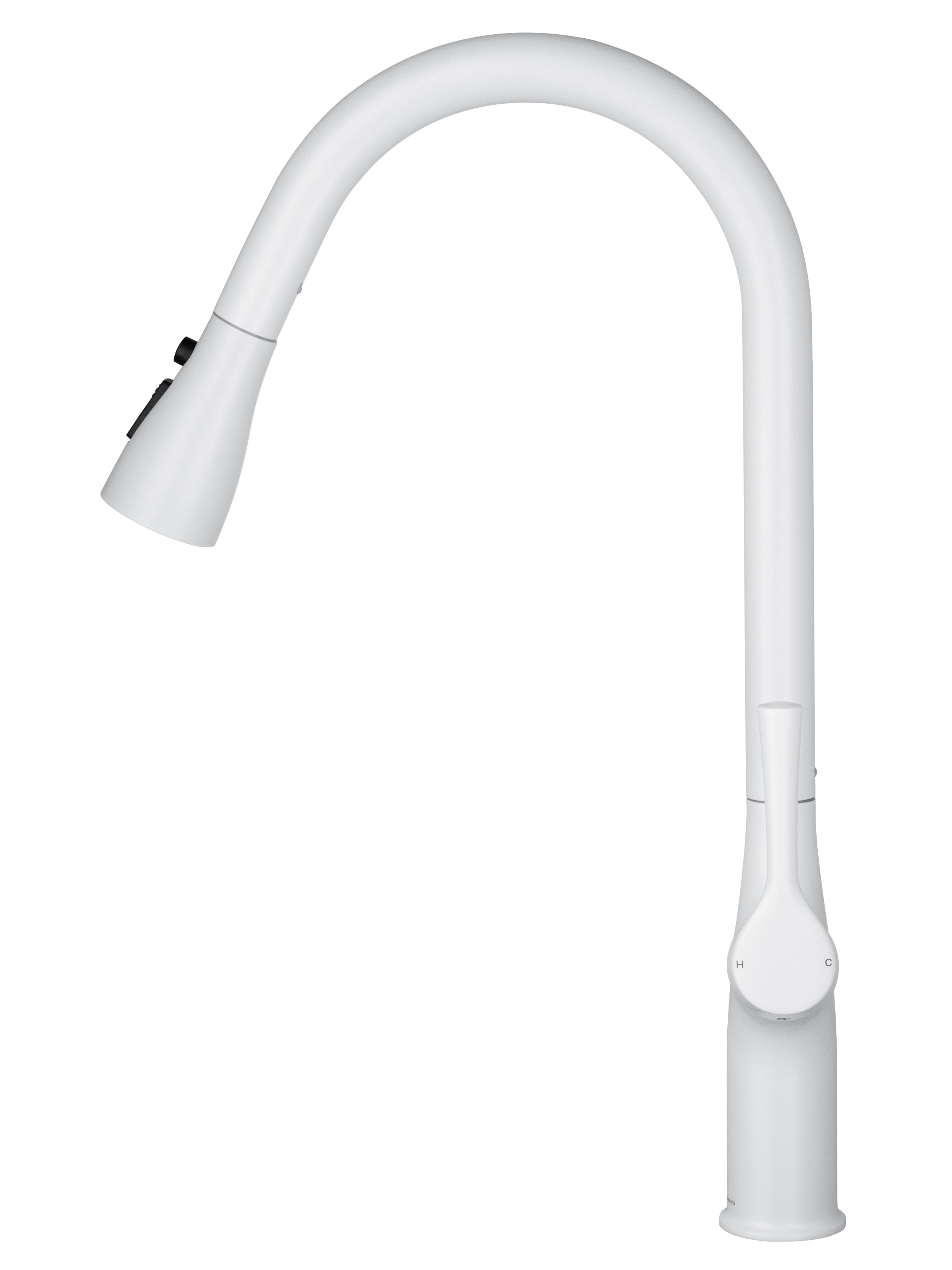 Смеситель для кухни с выдвижным изливом WONZON & WOGHAND, Белый матовый (WW-AE54123-MW) - Gidratop.ru изображение