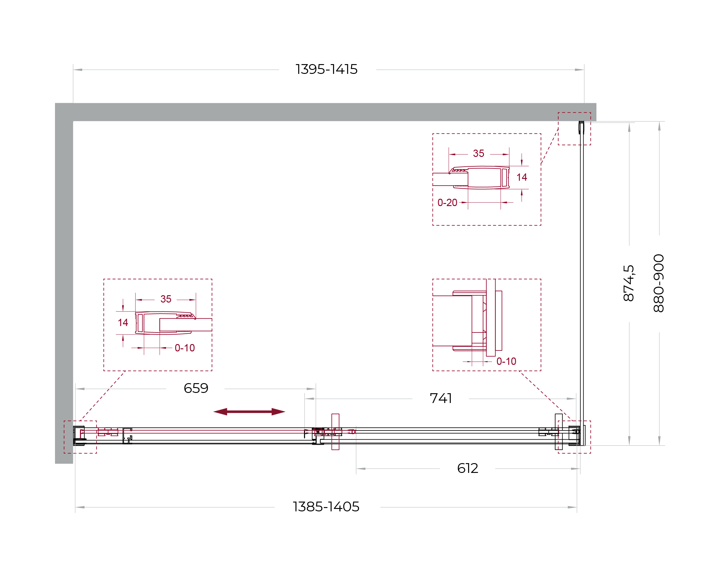 Душевой уголок BelBagno SOFT_CLOSE-1-AH-1-140/90-C-GM - Gidratop.ru изображение