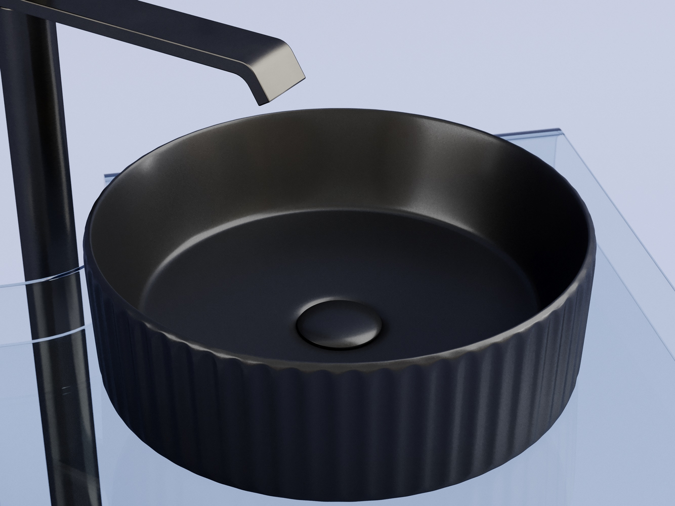 Умывальник чаша накладная круглая (цвет Черный Матовый) Element 360x360x115мм - Gidratop.ru изображение
