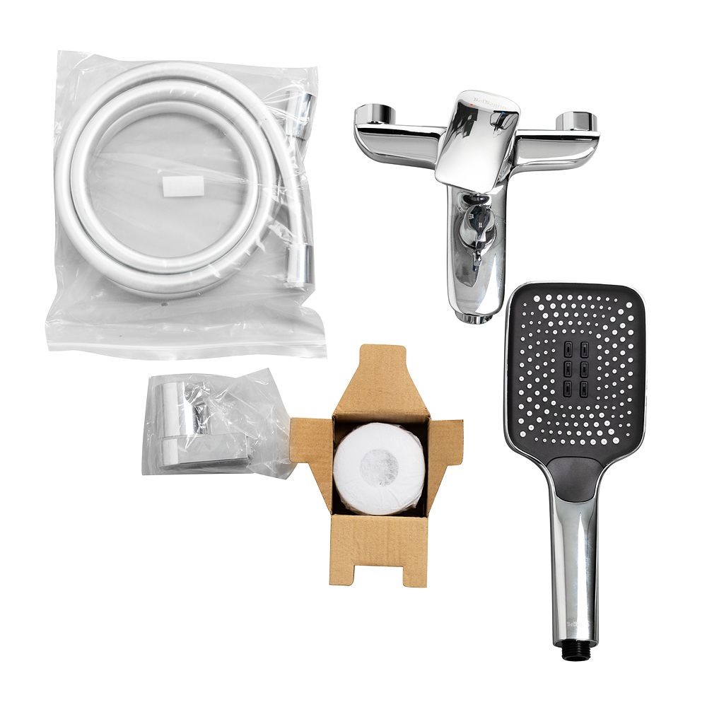 DUE Смеситель для ванны и душа в комплекте с ручным душем, шлангом и держателем, хром DUE-VASM-CRM - Gidratop.ru изображение