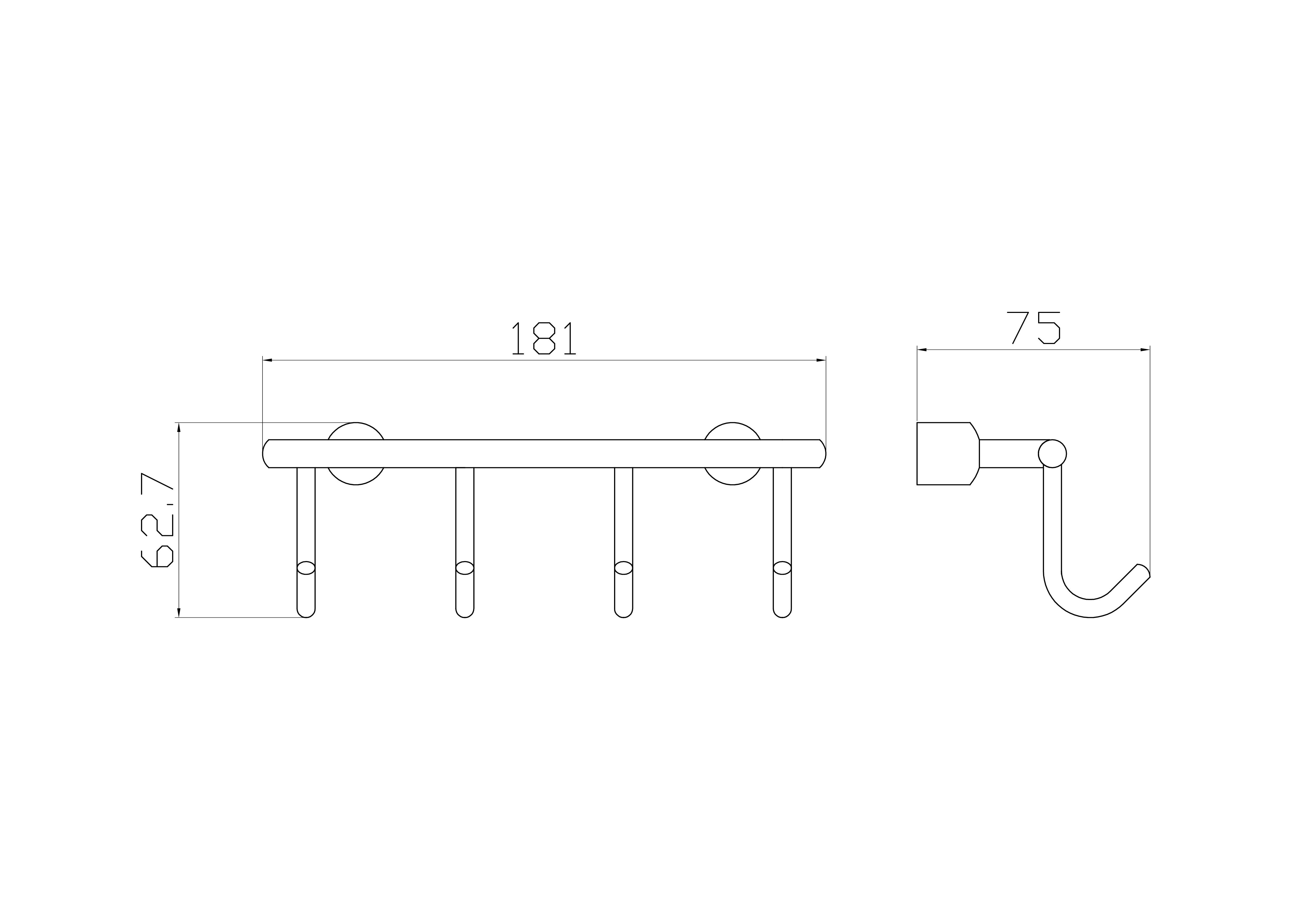 Вешалка с 4 крючками для ванной WONZON & WOGHAND, Хром (WW-9382-4) - Gidratop.ru изображение