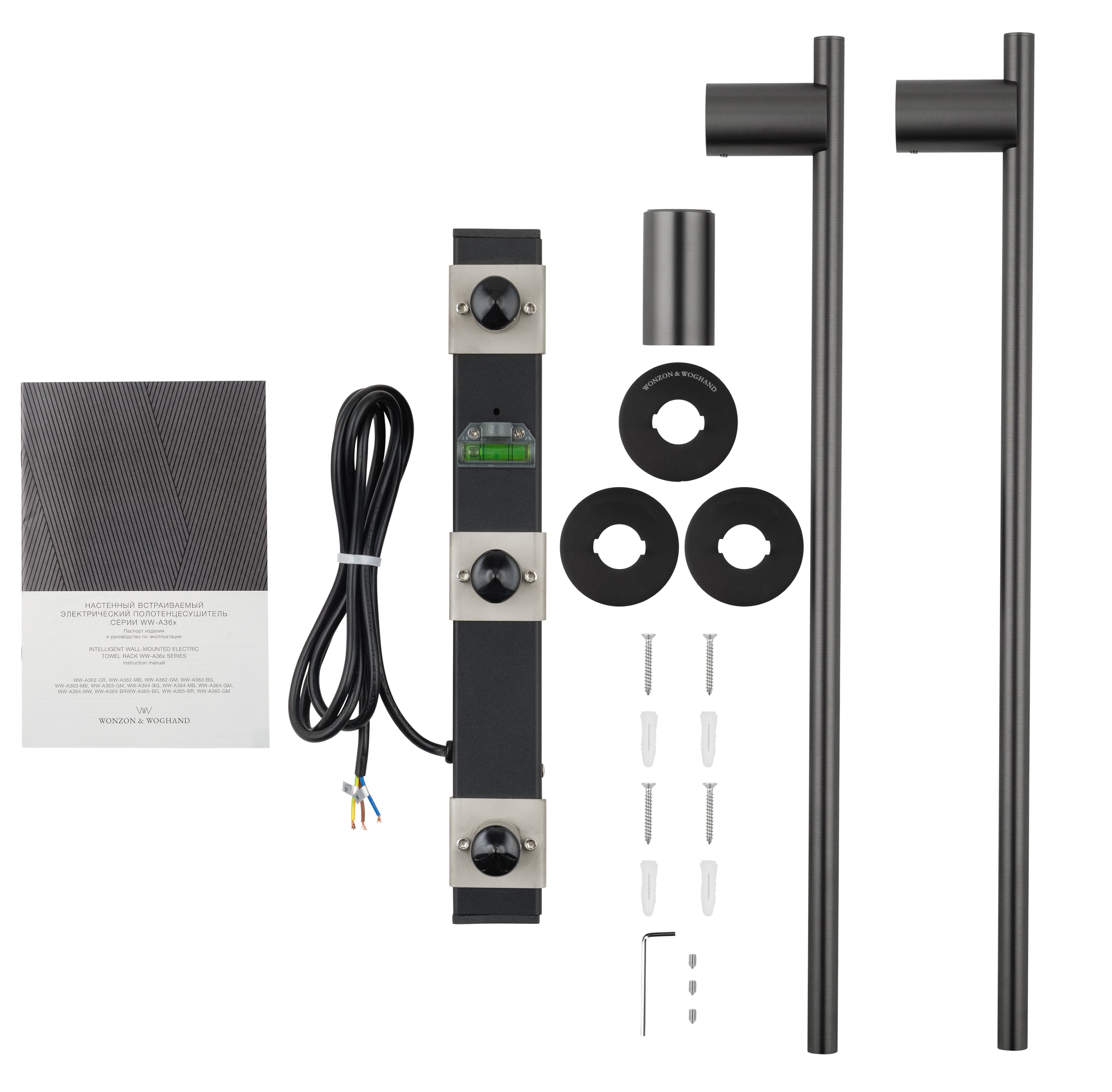 Полотенцесушитель электрический встраиваемый WONZON & WOGHAND DORTMUND, Черный матовый (WW-A362-MB) - Gidratop.ru изображение