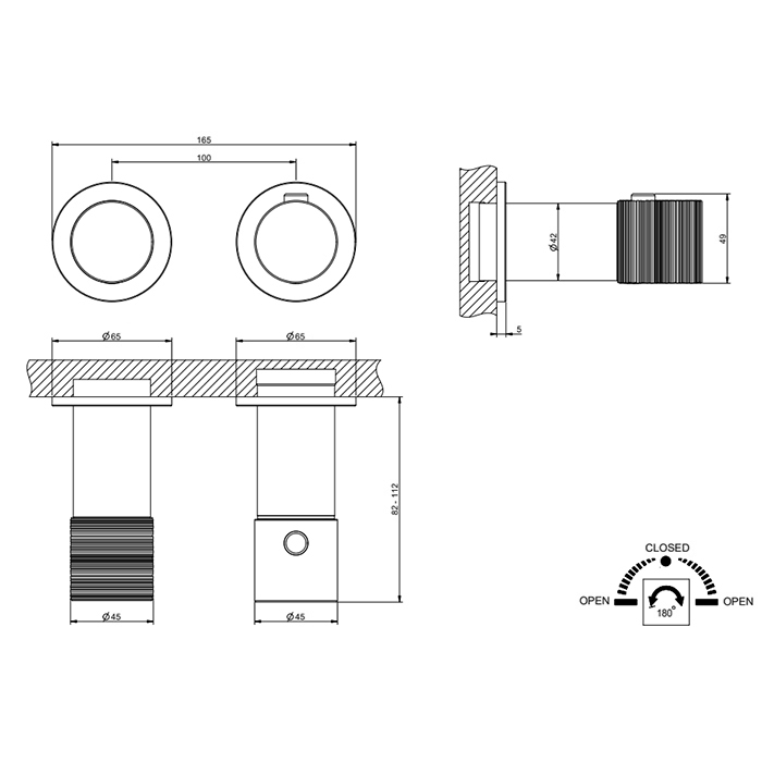 GESSI HABITO TRAME смеситель настенный встраиваемый, термостатический, с переключателем на 2 положения, внешняя часть, цвет хром - Gidratop.ru изображение