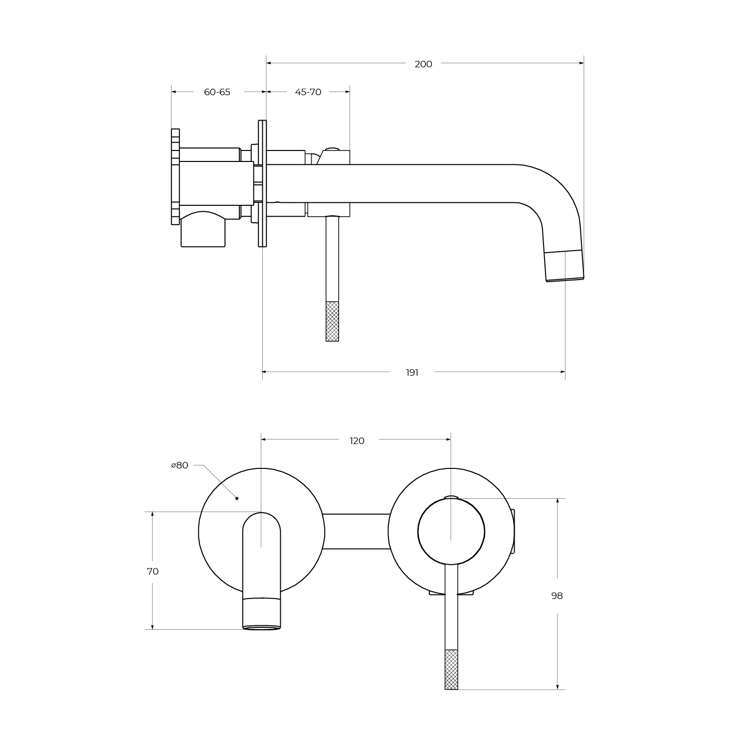 RELAX-BLI2-1-NOP-W0 Смеситель для раковины встраиваемый с внутренней частью, без донного клапана, черный матовый - Gidratop.ru изображение